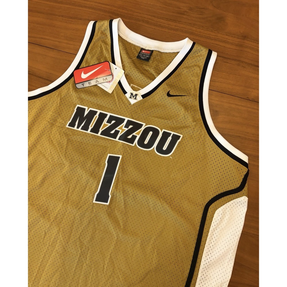 Vintage Missouri Tigers Nike Team Basketball Jersey NEW Sz 2XL Gold Mizzou 2004